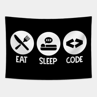 Eat Sleep Code Tapestry