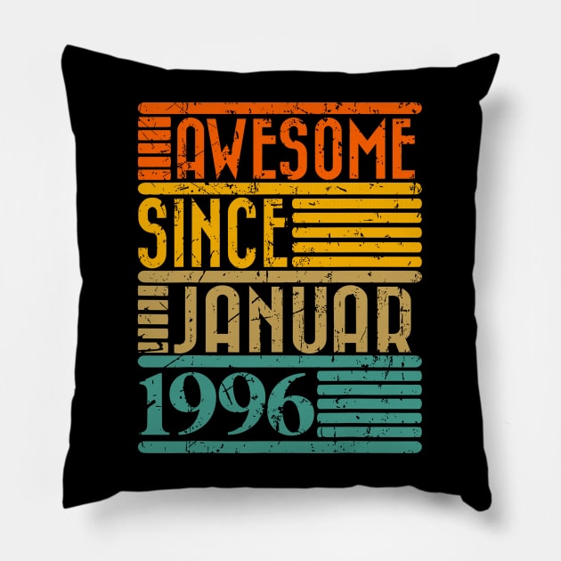 Awesome Since January 1996 28 Years Old 28th Birthday Pillow by rhazi mode plagget