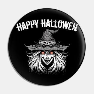 Halloween Witch Face Happy Halloween Pin
