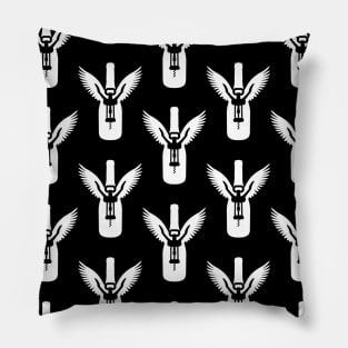 Wine Bottle with Wings Pattern Pillow