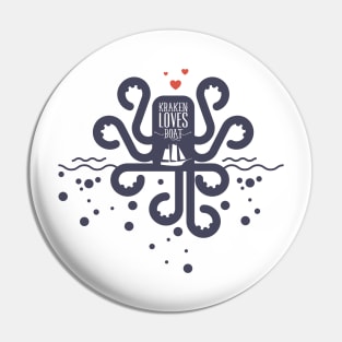 Kraken love boat Pin