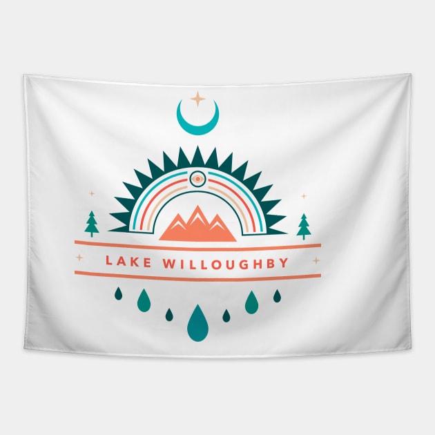 lake willoughby boho rainbow moon Tapestry by LeapDaze