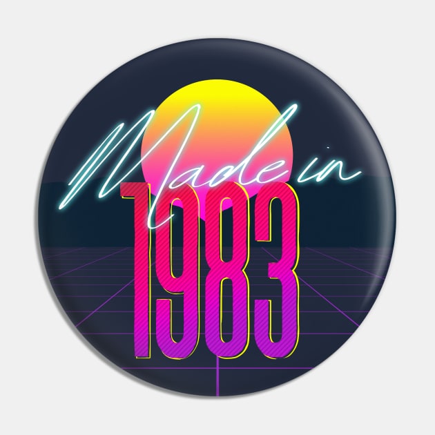 Made In 1983 ∆∆∆ VHS Retro Outrun Birthday Design Pin by DankFutura