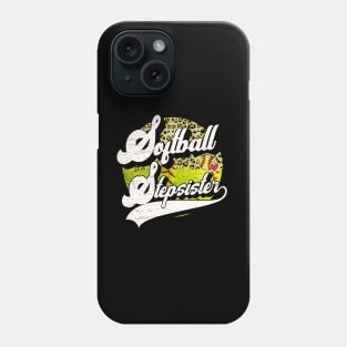 Softball Stepsister Vintage Leopard Softball Family Matching Phone Case