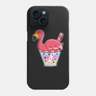 Flamingo with Mug of Juice & Drinking straw Phone Case