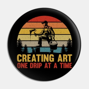 Retro House Painter Vintage Paint Brush Sunset Nostalgia Pin