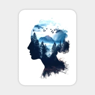 Woman Double Exposure Magnet