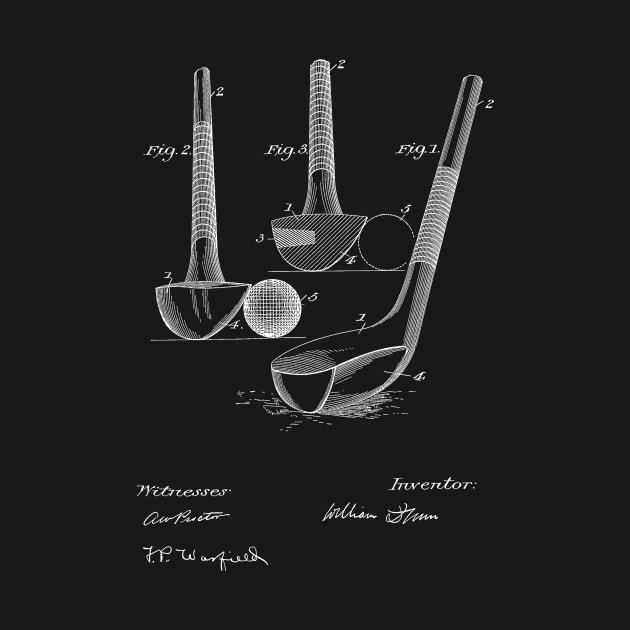 Golf Club Vintage Patent Hand Drawing by TheYoungDesigns