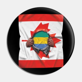 Gabon Flag Canadian Flag Ripped Open - Gift for Gabonese From Gabon Pin