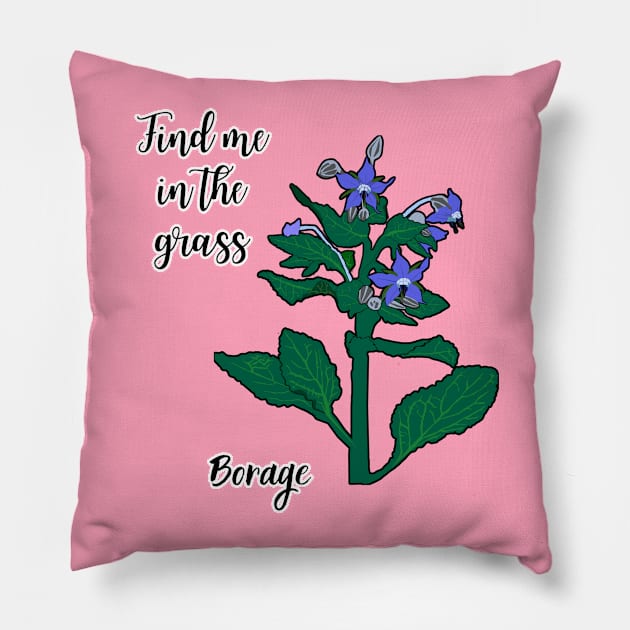 Find me in the grass... Borage Pillow by Kamila's Ideas