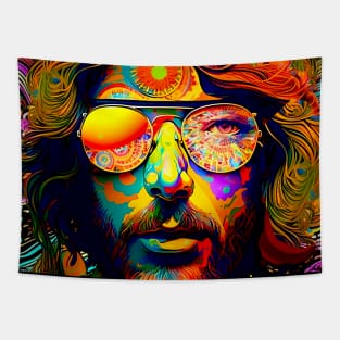 Hippie Dippie: Happy 420 Day, Stay Trippy Hippie on a Dark Background Tapestry