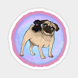 Puggyback Pals (reversed colors) Magnet