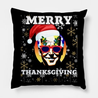 Funny Joe Biden Merry Thanksgiving Ugly Christmas Pillow