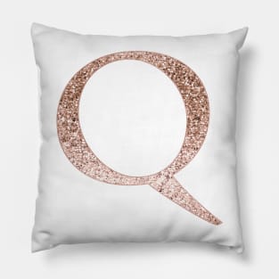 Q rose gold glitter monogram letter Pillow