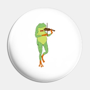 Cartoon frog playing violin Pin