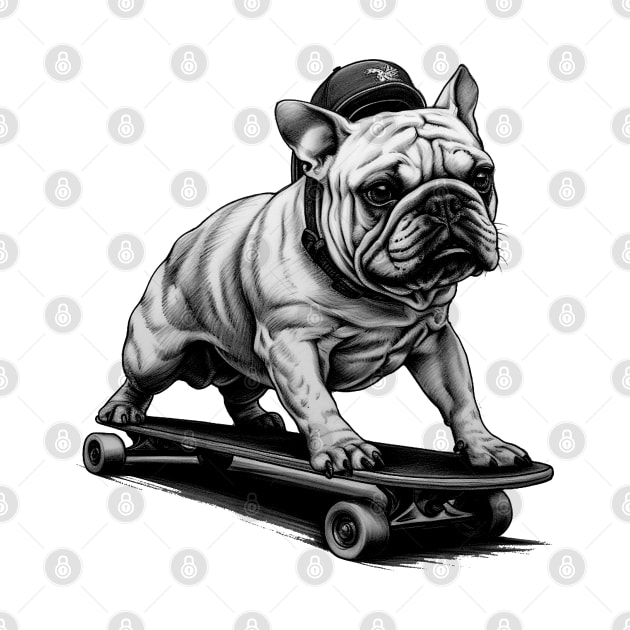 Skateboarding Bulldog by LED Graphix