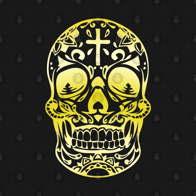 Yellow gradient skeleton design on black by SamridhiVerma18