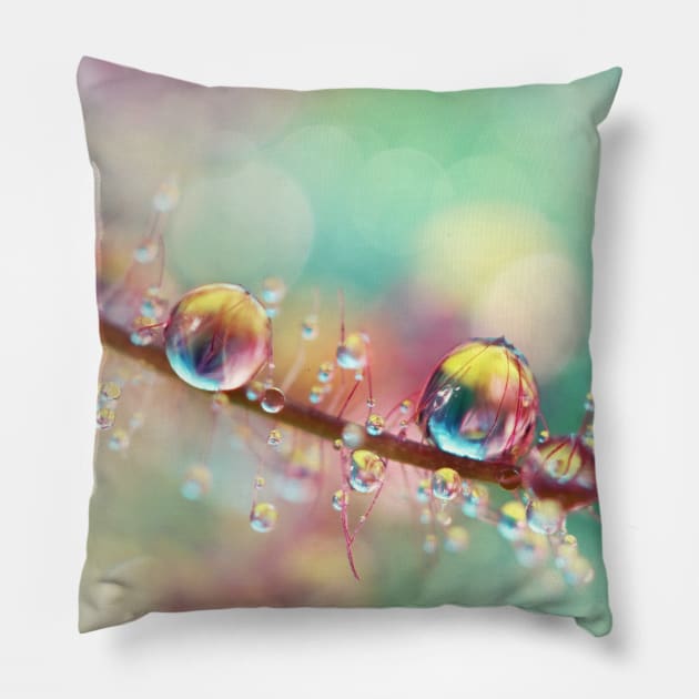 Rainbow Smoke Drops Pillow by SharonJ