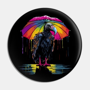 Vulture Rainy Day With Umbrella Pin