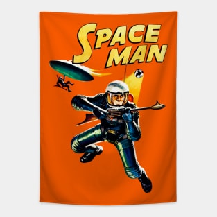 Astronaut Vintage Spaceship Science Fiction Flying Saucer Ufo Space Man Comic Tapestry