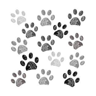 Doodle paw print black white T-Shirt