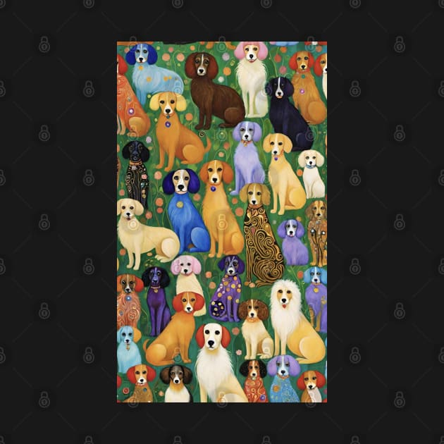 Gustav Klimt's Canine Kaleidoscope: Colorful Dog Illustration by FridaBubble