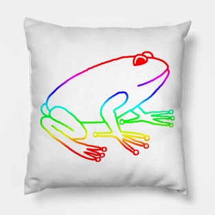 Rainbow Frog Line Drawing Pillow