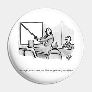 Classic Business Optimism Cartoon Pin