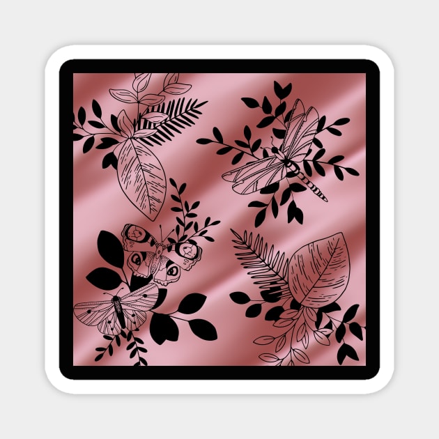 Beautiful champagne pink with nature design Magnet by Lorie's Lovely's