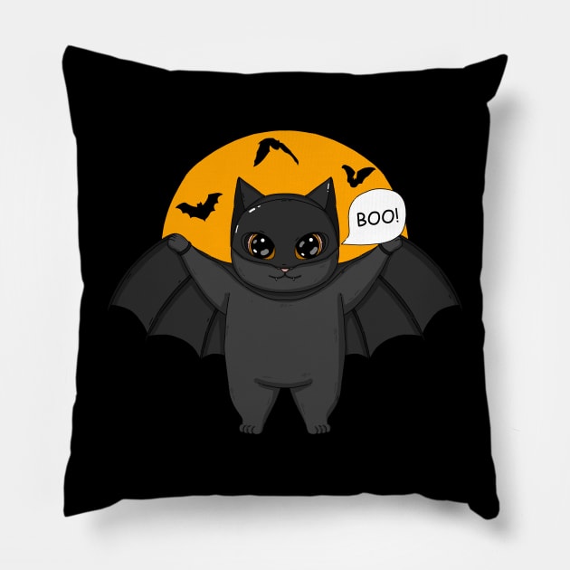 The Bat Neko Black Version Pillow by Japanese Neko