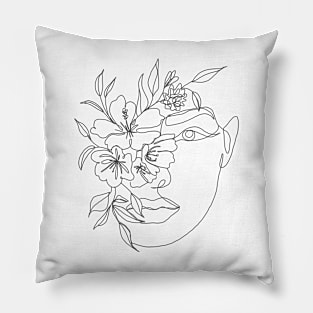 One Line Woman Face Pillow