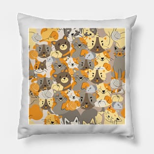 Cute Cats Orange and Grey Pillow