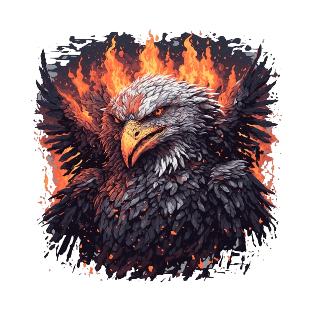 EVIL AND APOCALYPTIC EAGLE WITH FIRE AROUND by cafee