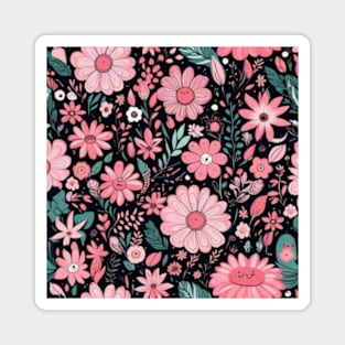 pink flowers pattern Magnet