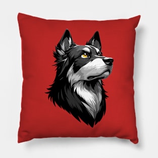 Stunning and Cool Beauceron Monochrome and Gold Portrait for Father's Day Pillow