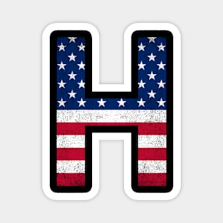 Vintage Letter H Capital Alphabet H American Flag Magnet