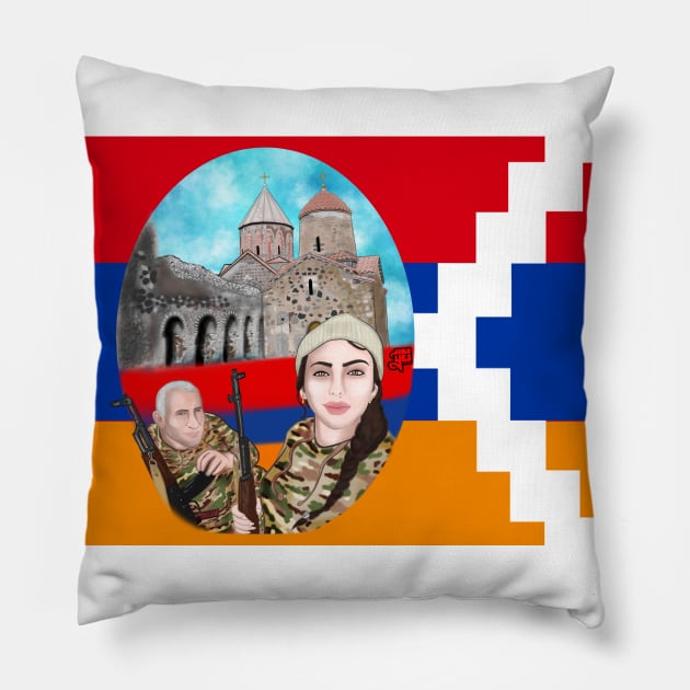 Artsakh (Father & Daughter) MASK Pillow by speciezasvisuals