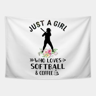 Just A Girl Who Love Softball And Coffee T-Shirt Tapestry