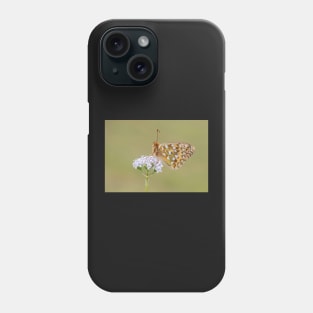 Dark Green Fritillary Butterfly on a White Valerian Flower Phone Case