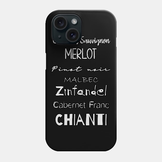 Red Wine List - White Phone Case by Belcordi