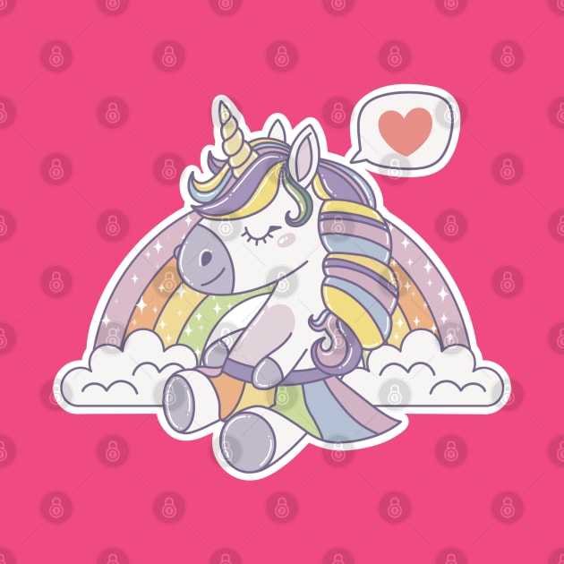 Cute rainbow unicorn with heart emoji by OnlyMySide