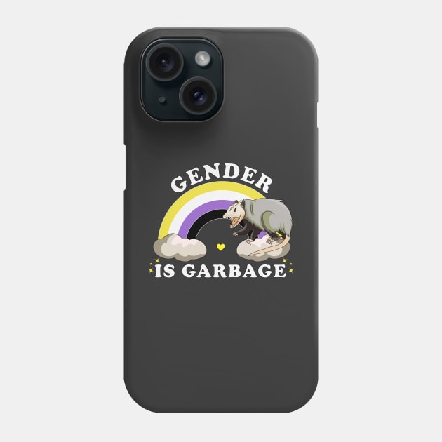 Gender Is Garbage Genderfluid Non-Binary LGBTQ Pride Opossum Phone Case by OrangeMonkeyArt