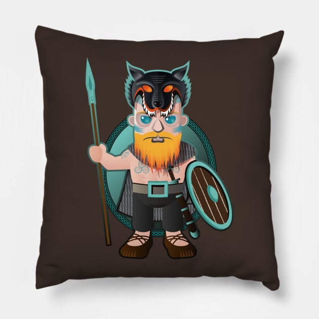 Celt in wolfskin Pillow by krzykostrowski