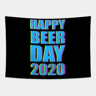 Minimalist Happy Beer Day 2020 Neon Typography Tapestry