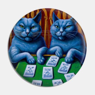 Blue Cats Playing Poker Pin