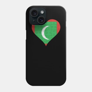 Maldivian Jigsaw Puzzle Heart Design - Gift for Maldivian With Maldives Roots Phone Case