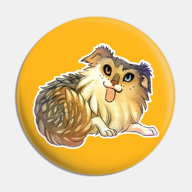 Watercolor Australian Shepherd Dog Pin by floralfrolic