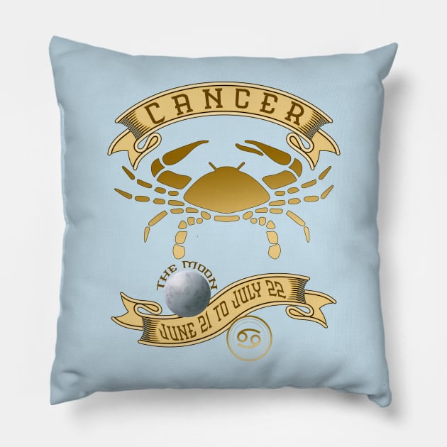 Cancer June 21 to July 22 Vintage Pillow by KrasiStaleva