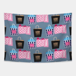 Blue Aesthetic Shopping Bag Pattern Tapestry