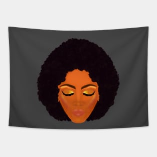 Chic Afro and Gold Makeup (Gray Background) Tapestry